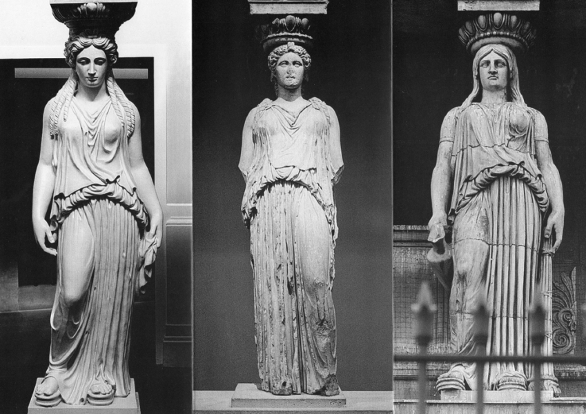 Three Caryatids, l to r: ‘Bank’, ‘Museum’ and ‘Church’